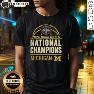 Official 2026 NCAA Men's Basketball National Champions Michigan Wolverines T-Shirt featuring team logo and championship colors.