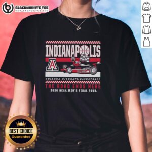 Arizona Wildcats NCAA Men's Basketball Final Four Bear Down F1 Car Ladies Tee featuring vibrant team colors and logo.