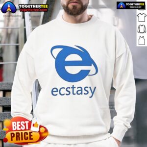 Top Ecstasy Logo Parody Sweatshirt featuring a creative twist on a classic logo design for trendy fashion enthusiasts.