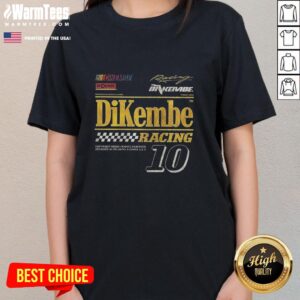 Official Dikembe Racing Number 10 Ladies Tee from Gainesville, Orlando, Florida featuring a stylish design and vibrant colors.