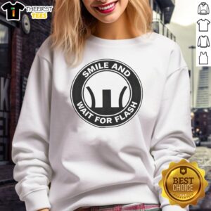 Top Smile and Wait for Flash logo sweatshirt featuring a stylish design, perfect for casual wear and fashion lovers.