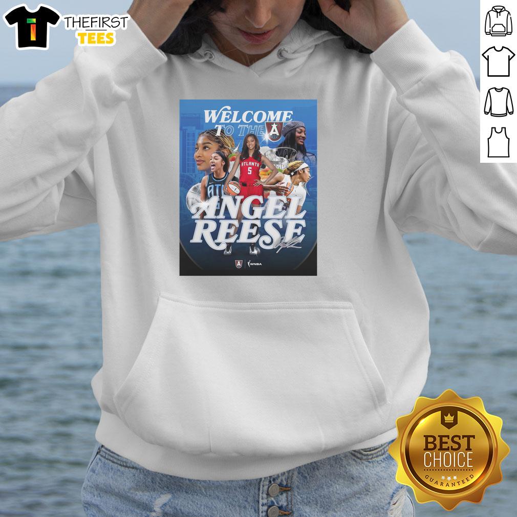 top-angel-reese-welcome-to-the-atlanta-dream-signature-hoodie Angel Reese wearing the Welcome to the Atlanta Dream Signature Hoodie, showcasing team spirit and style.