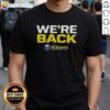 Alt Text: Top Buffalo Sabres 'We Are Back' T-Shirt for 2026 Stanley Cup Playoffs, featuring team colors and logo design.