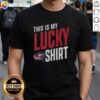 Columbus Blue Jackets 'This Is My Lucky' T-shirt displayed on a hanger, perfect for fans supporting their team.