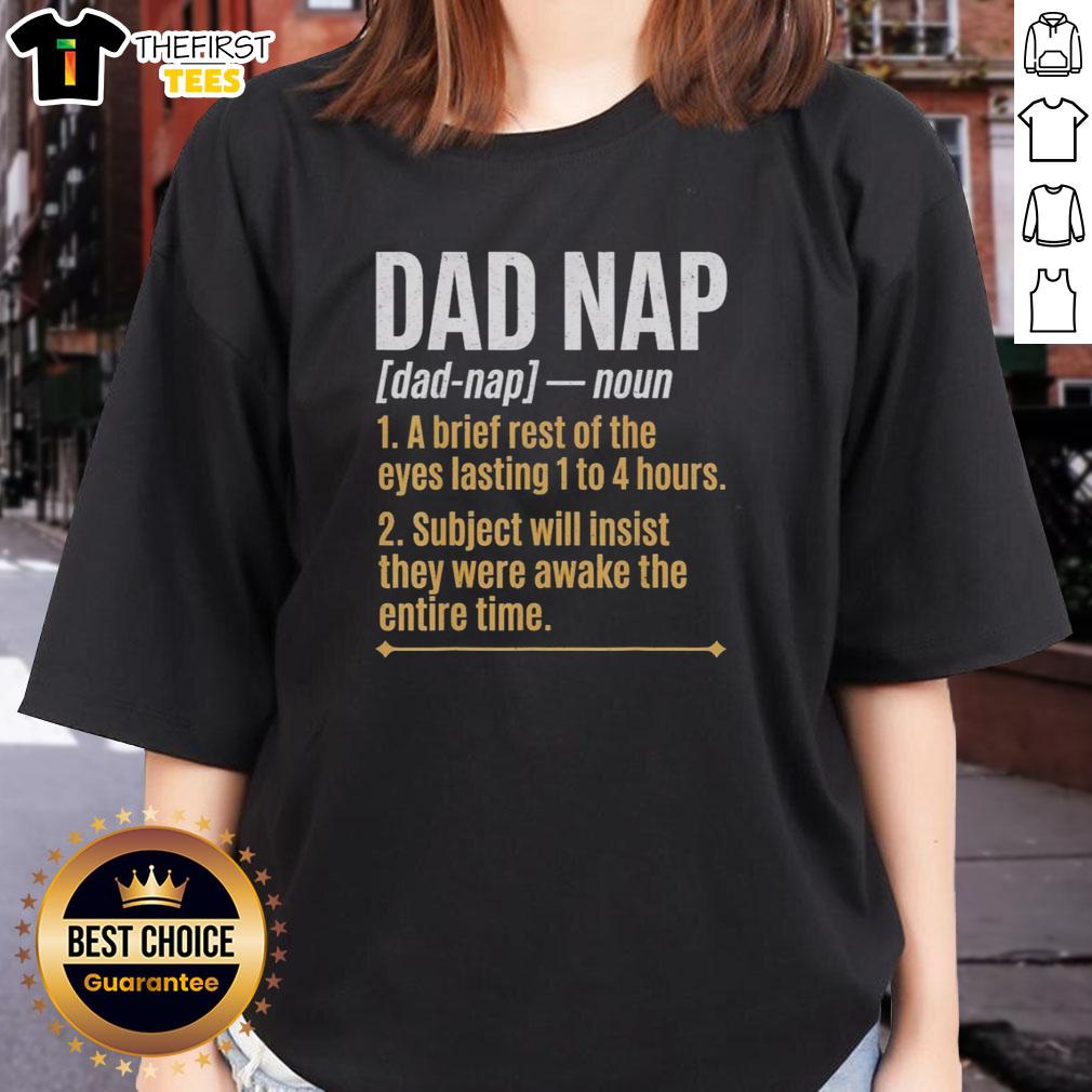 top-dad-nap-definition-fathers-day-humor-sleeping-dad-ladies-tee Alt Text: Funny 'Top Dad Nap Definition' graphic on a ladies tee, perfect for Father's Day humor featuring a sleeping dad.