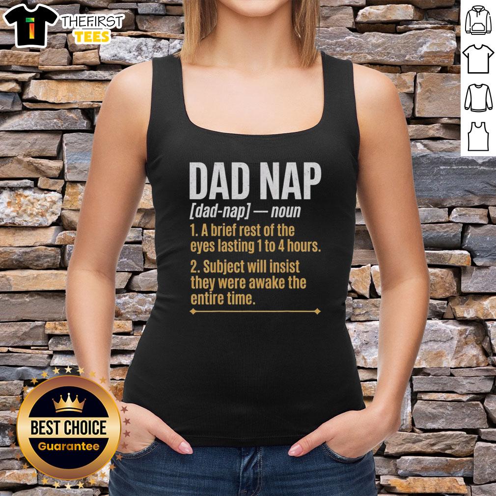 top-dad-nap-definition-fathers-day-humor-sleeping-dad-tank-top Alt Text: Funny Father's Day tank top with 'Top Dad Nap Definition' design, featuring a sleeping dad illustration.