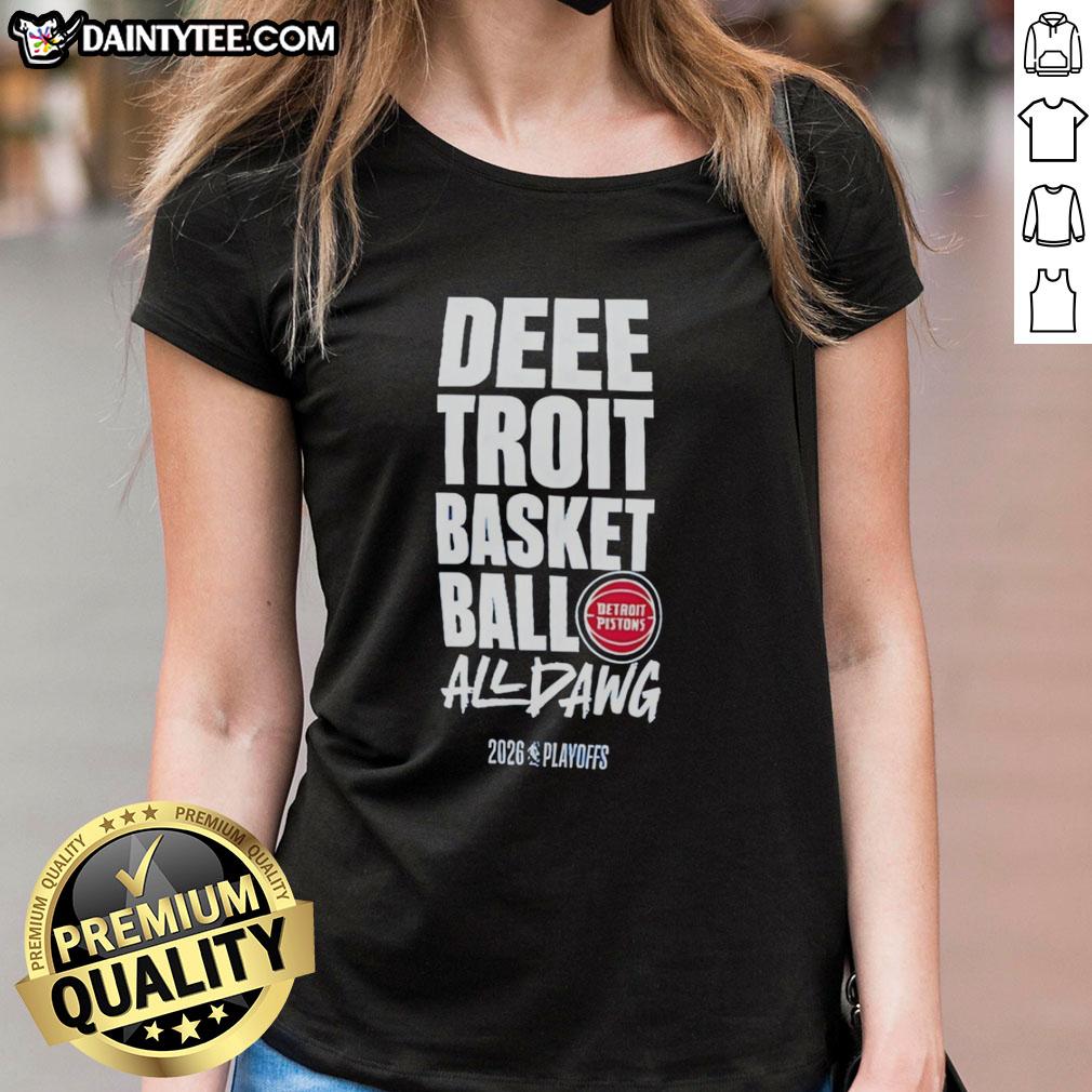 top-detroit-pistons-dee-troit-bassketball-all-dawg-2026-nba-playoffs-logo-ladies-tee Alt Text: 2026 NBA Playoffs logo on a ladies tee featuring Detroit Pistons and Dee-Troit Basketball graphics.