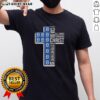 Alt Text: Top Detroit Tigers Cross I Can Do All Things Through Christ Who Strengthens Me T-Shirt in vibrant blue and orange.