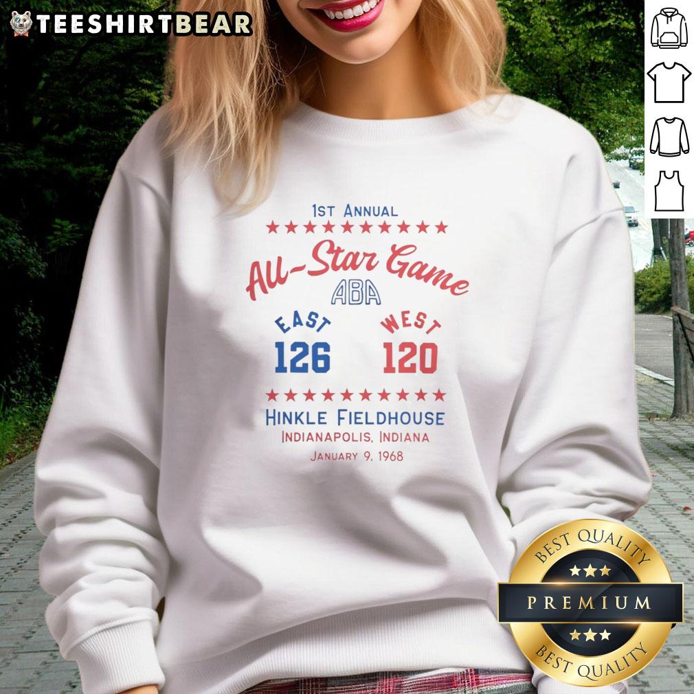 top-first-annual-aba-all-star-game-sweatshirt Top First Annual ABA All-Star Game Sweatshirt featuring vibrant colors and stylish design, perfect for fans and collectors.