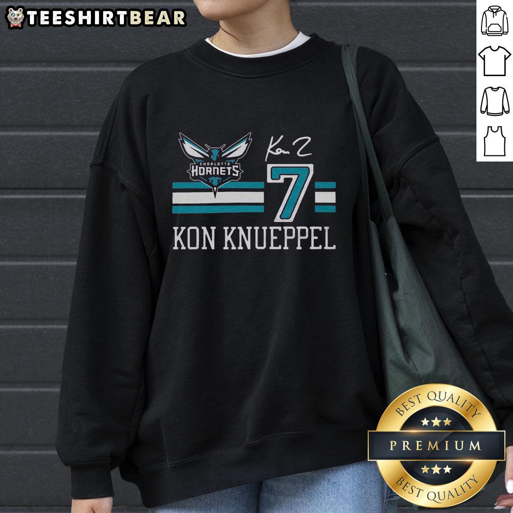 top-hornets-kon-knueppel-signature-jersey-sweatshirt Top Hornets Kon Knueppel Signature Jersey Sweatshirt featuring team colors and logo, perfect for fans and collectors.