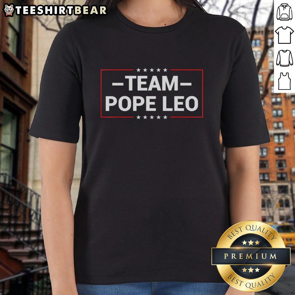top-i-heart-love-team-pope-leo-xiv-ladies-tee Alt Text: Top I Heart Love Team Pope Leo XIV Ladies Tee featuring vibrant design and comfortable fit for stylish fans.