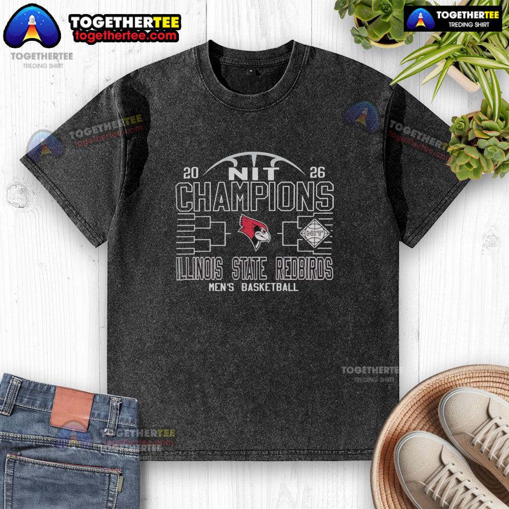 Top Illinois State Redbirds Men'S Basketball Nit Champions 2026 Washed T Shirt Alt Text: Top Illinois State Redbirds Men's Basketball NIT Champions 2026 washed t-shirt featuring team colors and logo.