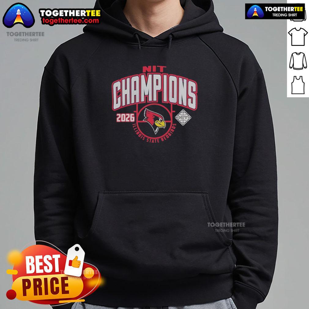 Top Illinois State Redbirds Nit 2026 Men'S Basketball National Champions Hoodie Alt Text: Top Illinois State Redbirds NIT 2026 Men's Basketball National Champions hoodie in vibrant red with logo.