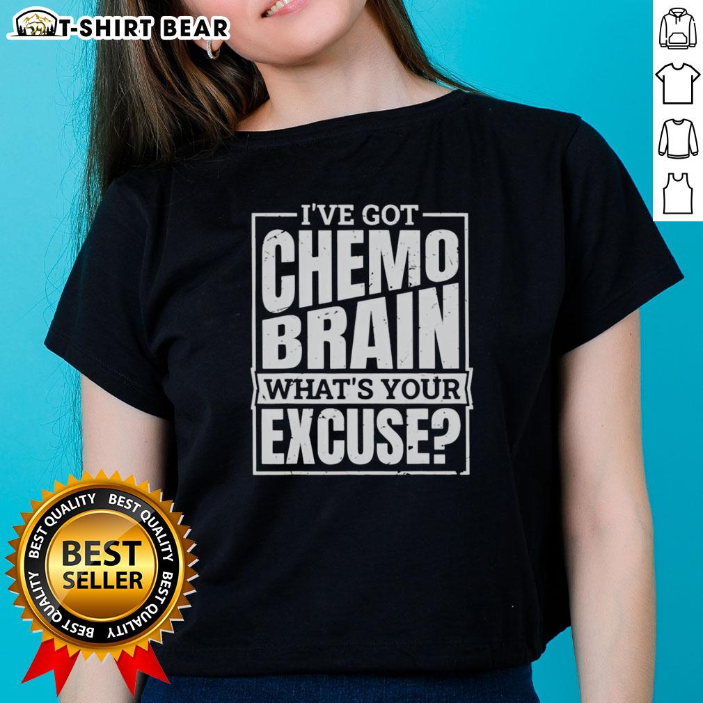Top I'Ve Got Chemo Brain What'S Your Excuse Ladies Tee Top 'I've Got Chemo Brain, What's Your Excuse?' ladies tee showcasing a stylish design for cancer awareness.
