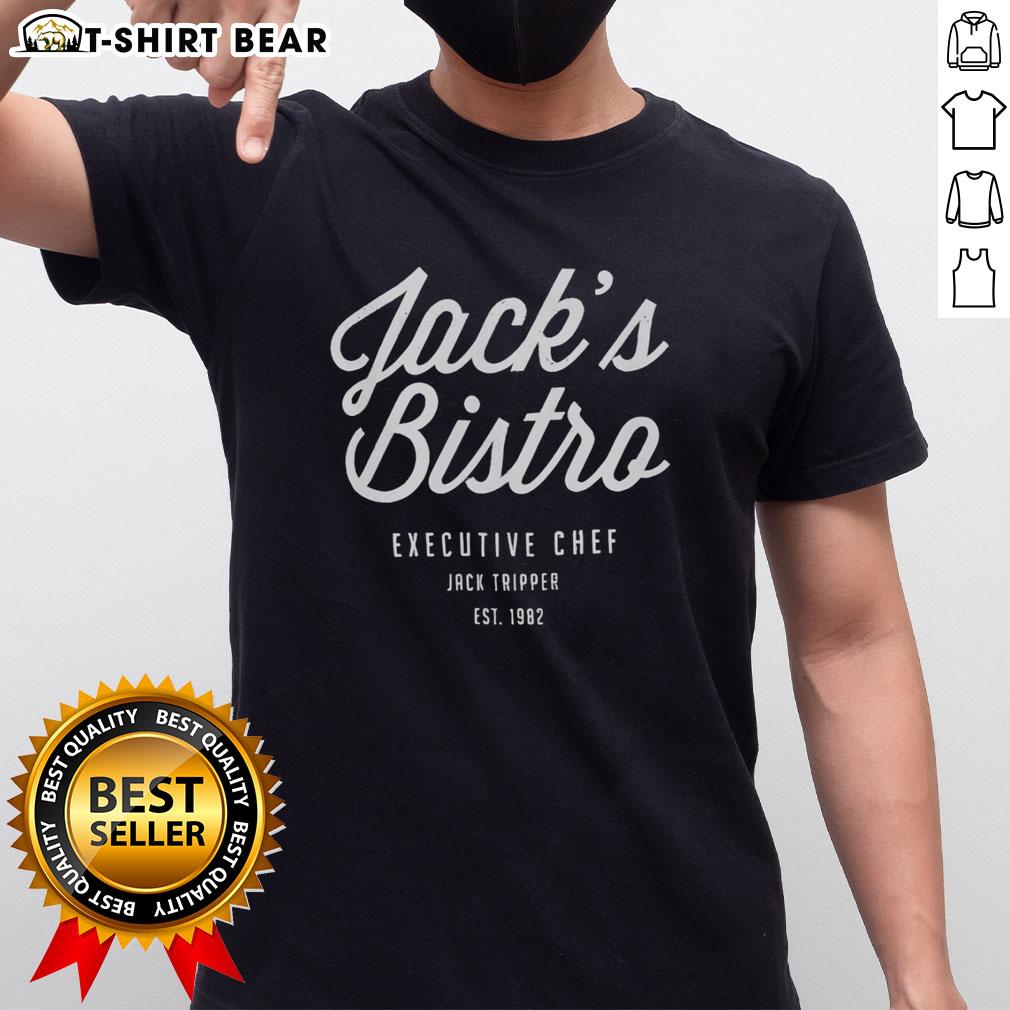 Top Jack'S Bistro Executive Chef Jack Tripper Est 1982 T Shirt Alt Text: Top Jack's Bistro Executive Chef Jack Tripper Est 1982 T-Shirt featuring a stylish design for culinary enthusiasts.
