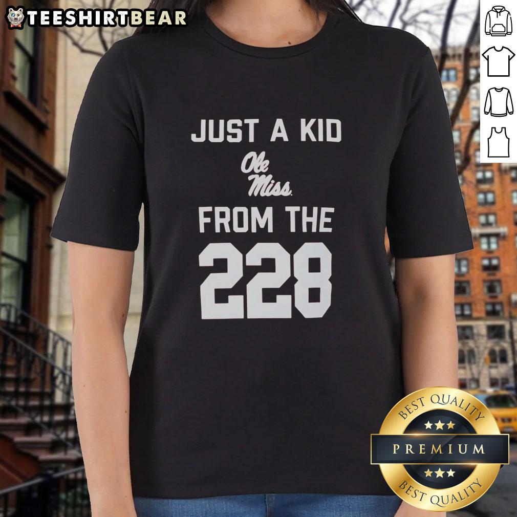 top-just-a-kid-ole-miss-from-the-228-ladies-tee Alt Text: Top Just A Kid Ole Miss From The 228 Ladies Tee featuring vibrant design for casual wear and Ole Miss spirit.