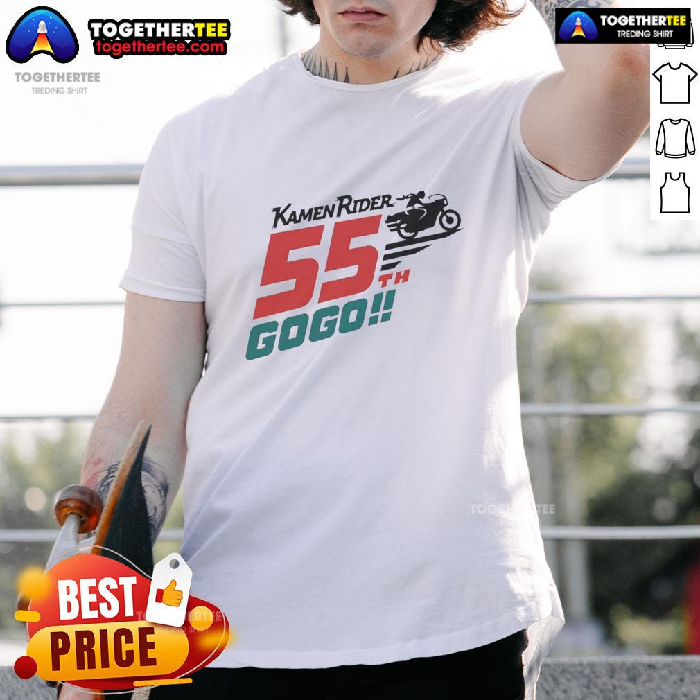Top Kamen Rider 55Th Gogo Biker T Shirt Alt Text: Top Kamen Rider 55th Gogo Biker T-Shirt featuring vibrant design and iconic characters, perfect for fans and collectors.