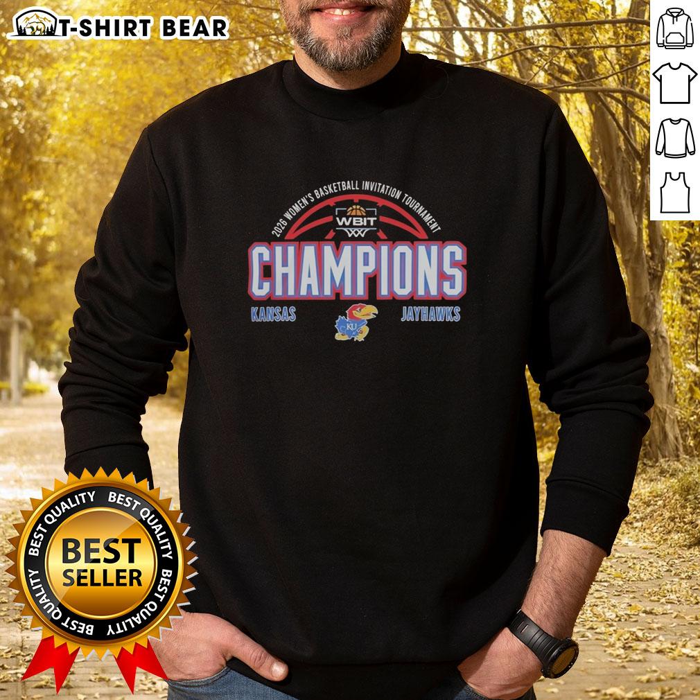 Top Kansas Jayhawks Wbit Women'S Basketball Champions 2026 Sweatshirt Top Kansas Jayhawks WBIT Women's Basketball Champions 2026 sweatshirt in blue, showcasing team pride and athletic spirit.