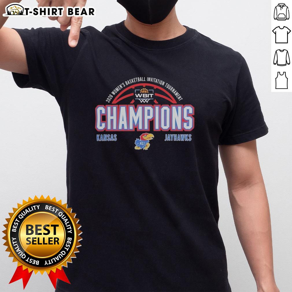 Top Kansas Jayhawks Wbit Women'S Basketball Champions 2026 T Shirt Alt Text: Kansas Jayhawks Women's Basketball Champions 2026 T-Shirt featuring team colors and logo, perfect for fans.