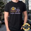 Alt Text: Top Lakers Luka Doncic Signature Jersey T-Shirt in vibrant purple, showcasing player name and number design.