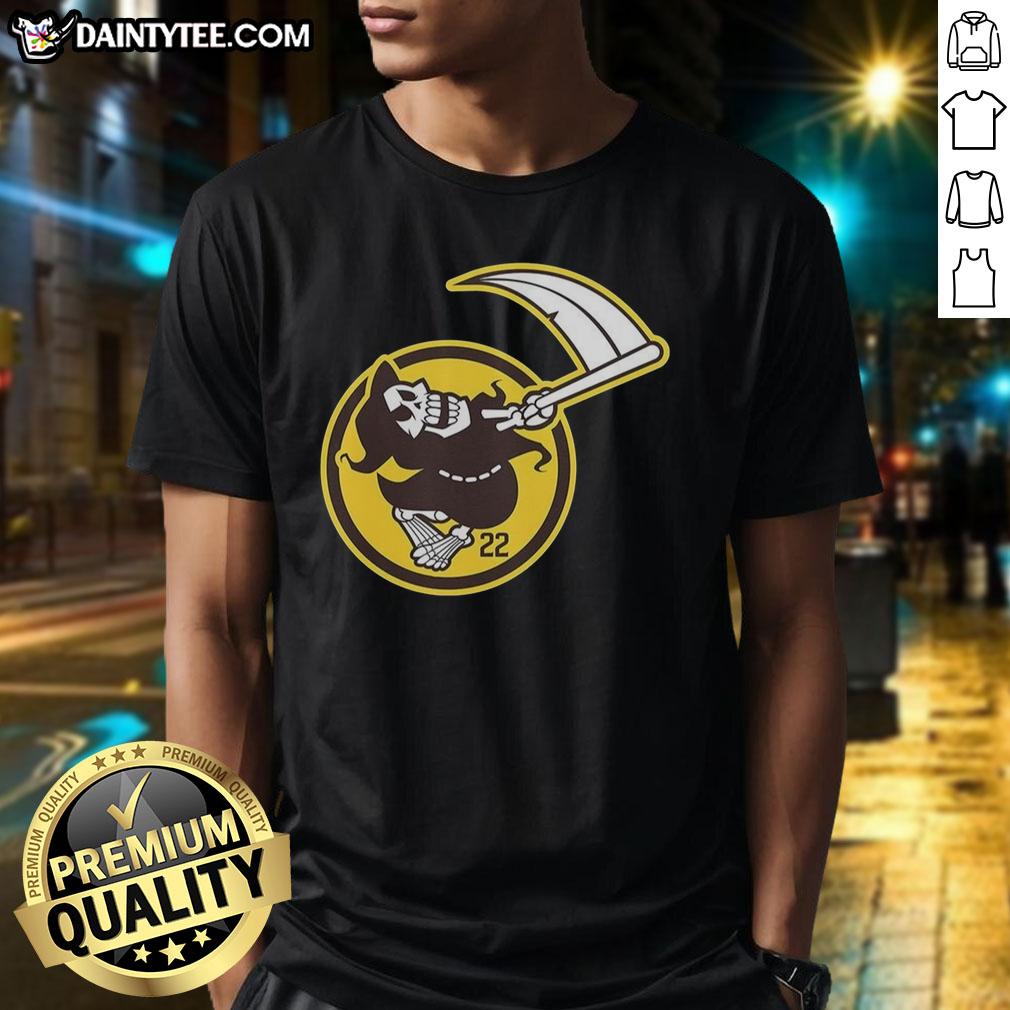top-mason-miller-san-diego-padres-mlb-the-grim-reaper-number-22-t-shirt Alt Text: Mason Miller San Diego Padres MLB The Grim Reaper T-Shirt featuring number 22, perfect for baseball fans.