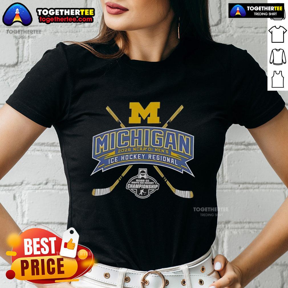 Top Michigan Wolverines 2026 Ncaa Division I Men's Ice Hockey Regional Ladies-Tee Alt Text: Top Michigan Wolverines 2026 NCAA Division I Men's Ice Hockey regional ladies tee showcasing team spirit and style.