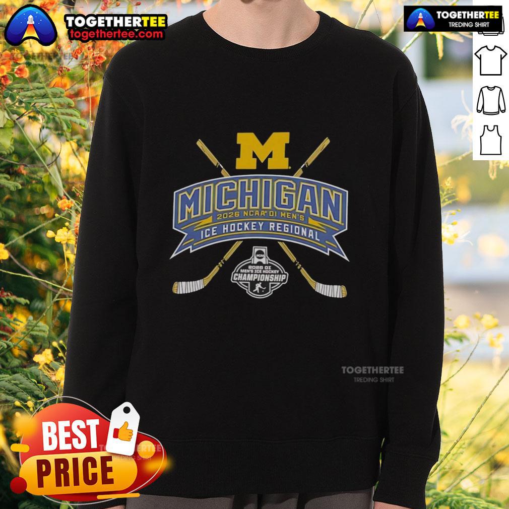 Top Michigan Wolverines 2026 Ncaa Division I Men's Ice Hockey Regional Sweatshirt Top Michigan Wolverines 2026 NCAA Division I Men's Ice Hockey Regional sweatshirt in navy with team logo and design.