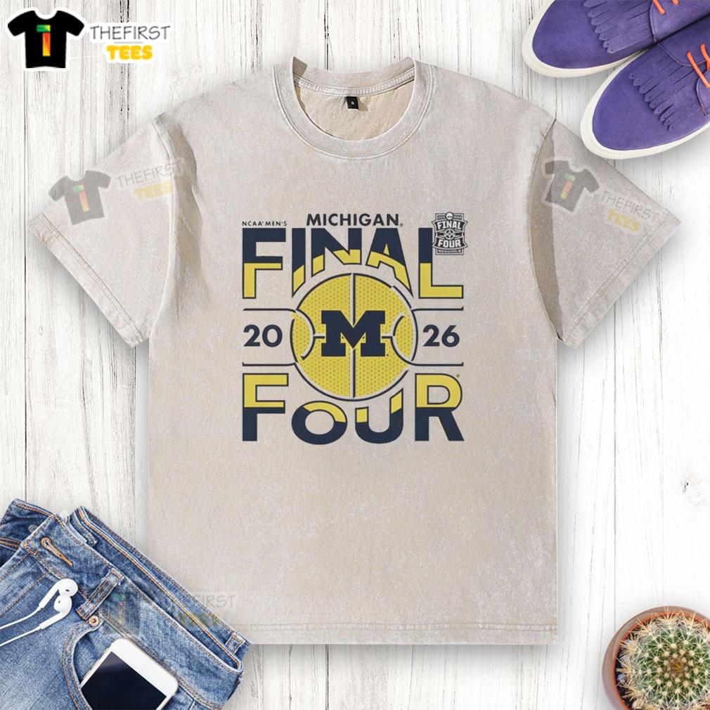 top-michigan-wolverines-2026-ncaa-mens-basketball-final-four-march-madness-washed-t-shirt Top Michigan Wolverines 2026 NCAA Men's Basketball Final Four March Madness washed t-shirt in navy blue.