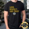 Alt Text: Top Michigan Wolverines MBB 2026 National Champions t-shirt featuring 'Love, Respect, and Trust' design.