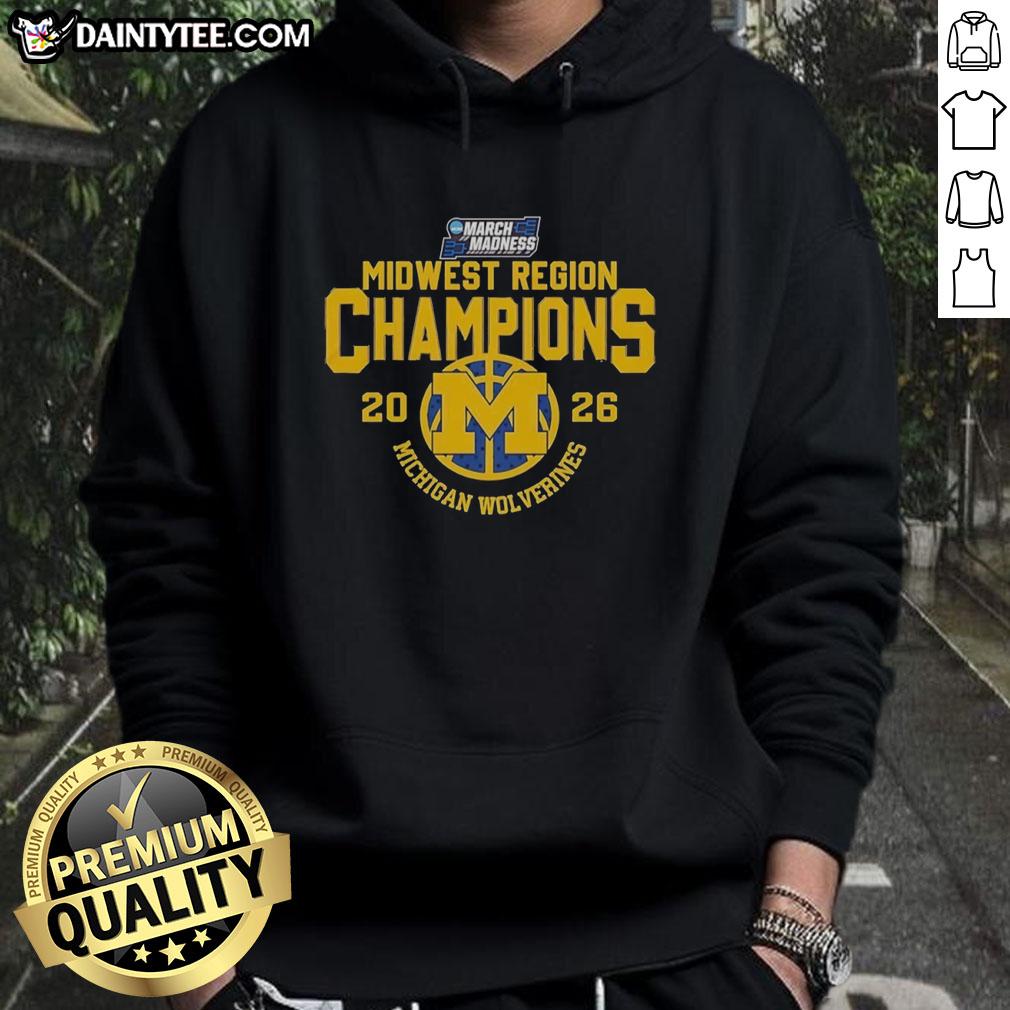 top-midwest-region-champions-2026-michigan-wolverines-ncaa-march-madness-basketball-hoodie 2026 NCAA March Madness Michigan Wolverines champions hoodie featuring team logo and vibrant colors.