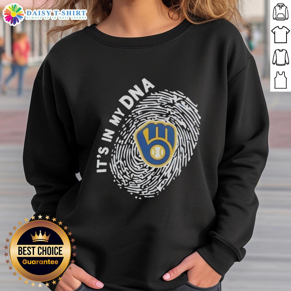 Top Milwaukee Brewers In My Dna Logo Sweatshirt Alt Text: Cozy sweatshirt featuring the Milwaukee Brewers logo, perfect for fans showcasing their team spirit in style.