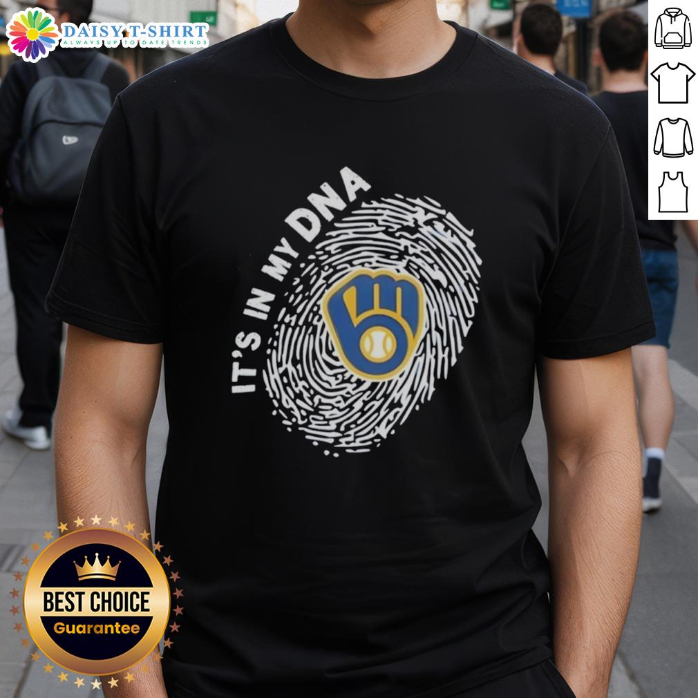 Top Milwaukee Brewers In My Dna Logo T Shirt Alt Text: Top Milwaukee Brewers In My DNA logo t-shirt featuring a vibrant design celebrating baseball fandom.