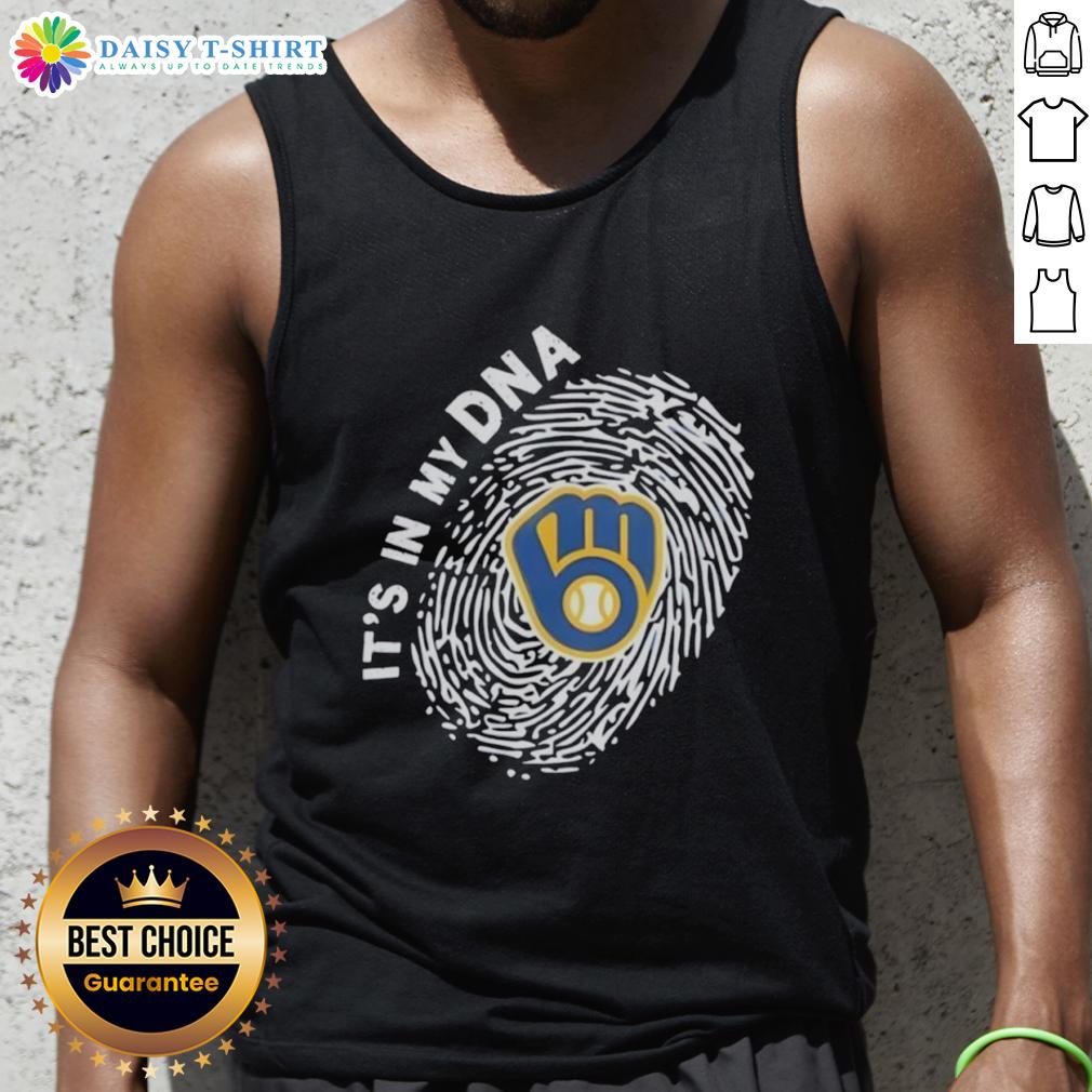 Top Milwaukee Brewers In My Dna Logo Tank Top Alt Text: Top Milwaukee Brewers In My DNA logo tank top showcasing team spirit and style for fans.