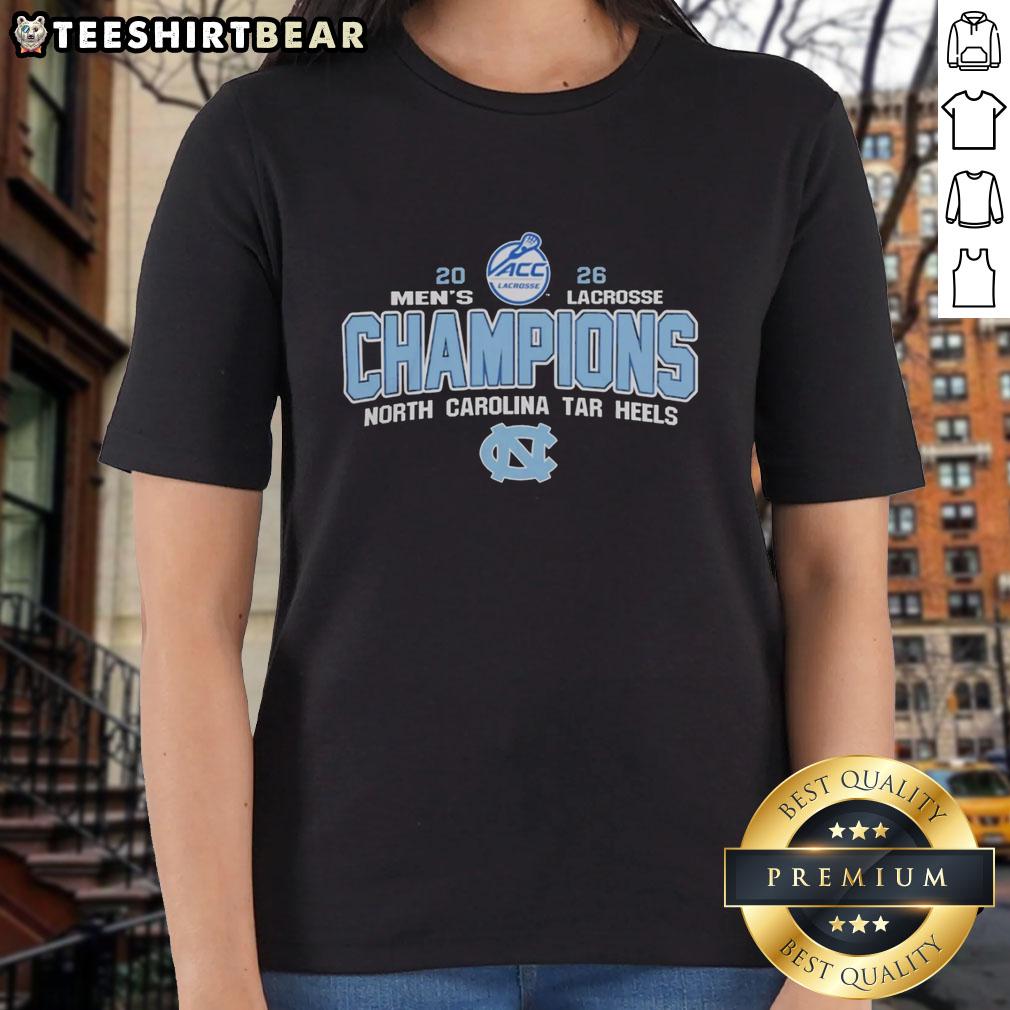 top-ncaa-north-carolina-tar-heels-2026-acc-mens-lacrosse-tournament-champions-ladies-tee Alt Text: 2026 ACC Men's Lacrosse Tournament Champions tee featuring North Carolina Tar Heels logo and design.