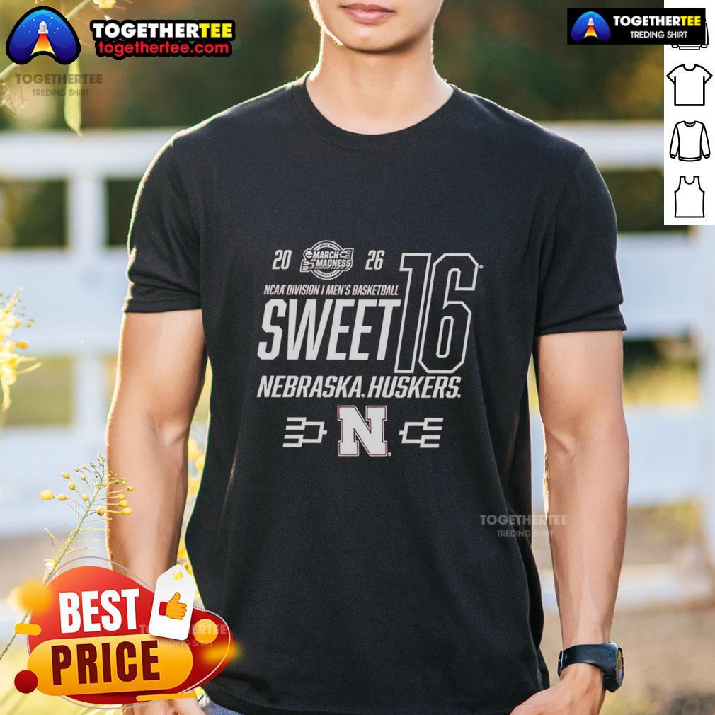 Top Nebraska Cornhuskers Ncaa March Madness Sweet 16 2026 T Shirt Top Nebraska Cornhuskers NCAA March Madness Sweet 16 2026 T-Shirt featuring team logo and vibrant design.