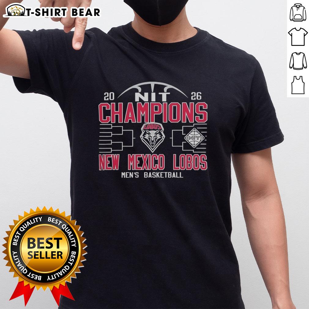 Top New Mexico Lobos Men'S Basketball Nit Champions 2026 T Shirt Front view of the Top New Mexico Lobos Men's Basketball NIT Champions 2026 T-shirt featuring team logo and championship graphics.