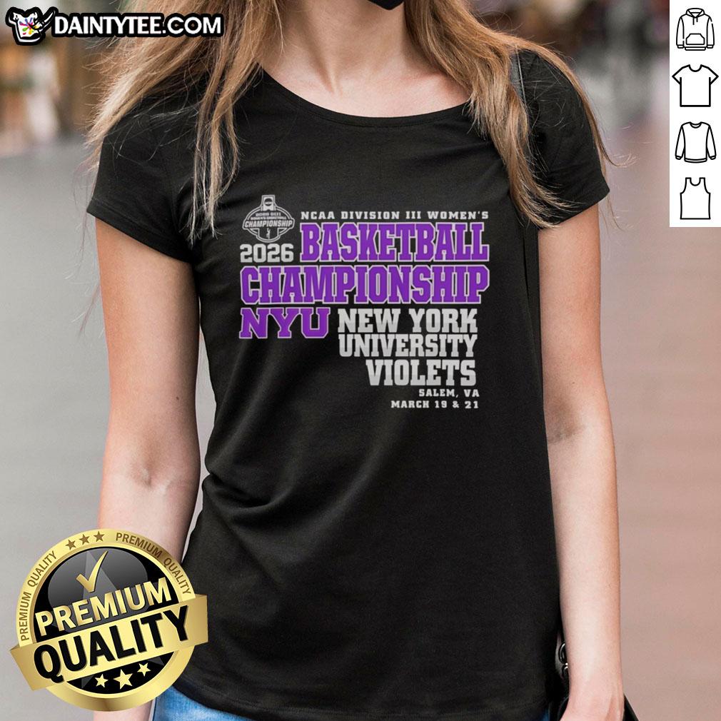 top-new-york-university-violets-2026-ncaa-division-iii-womens-basketball-final-championship-ladies-tee 2026 NCAA Division III Women's Basketball Final Championship New York University Violets ladies tee shirt design.