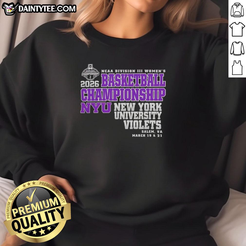 top-new-york-university-violets-2026-ncaa-division-iii-womens-basketball-final-championship-sweatshirt Top New York University Violets 2026 NCAA Division III Women's Basketball Championship sweatshirt in vibrant colors.