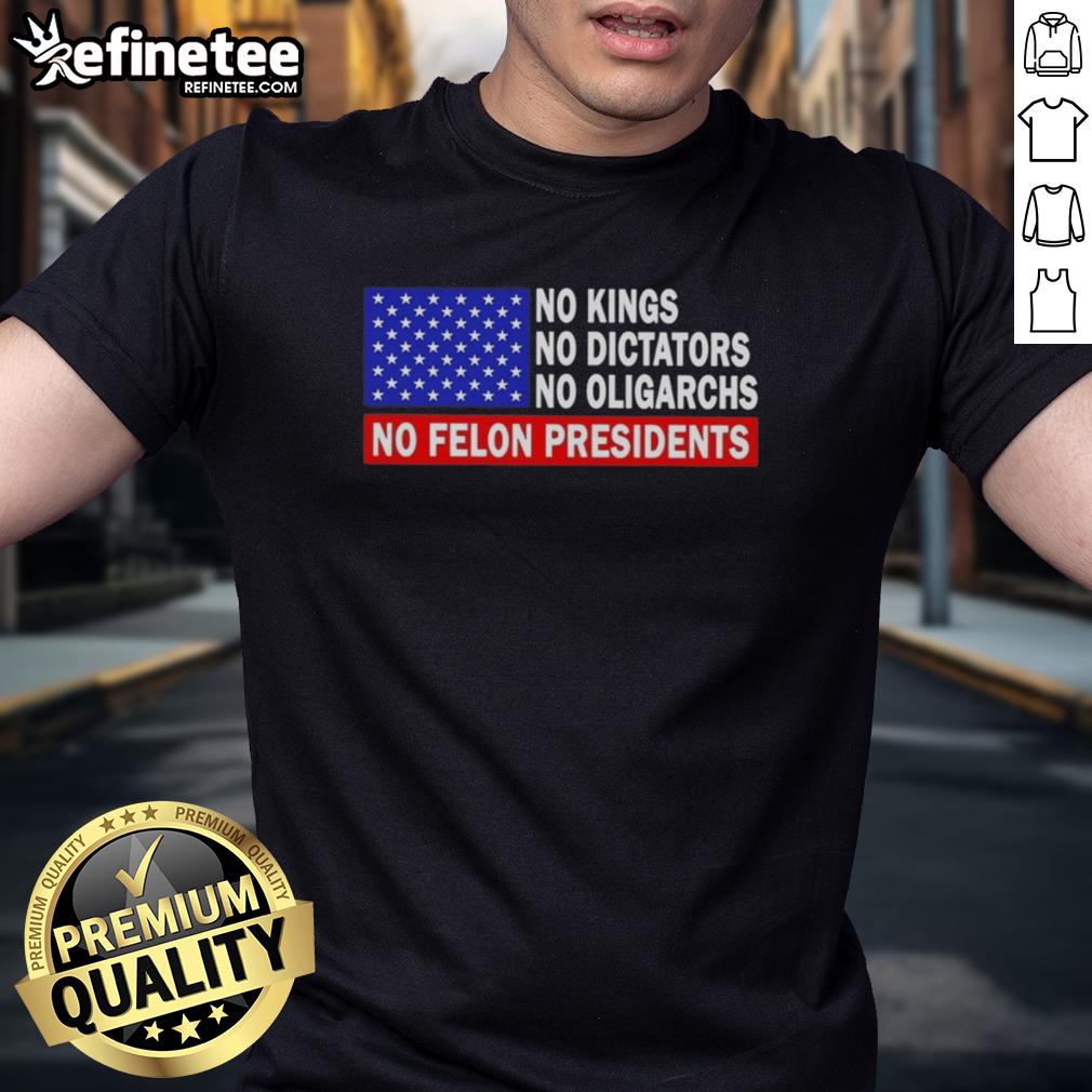 top-no-kings-no-dictators-no-oligarchs-no-felon-presidents-t-shirt-1 Top No Kings No Dictators No Oligarchs No Felon Presidents T-Shirt featuring bold political statement design.