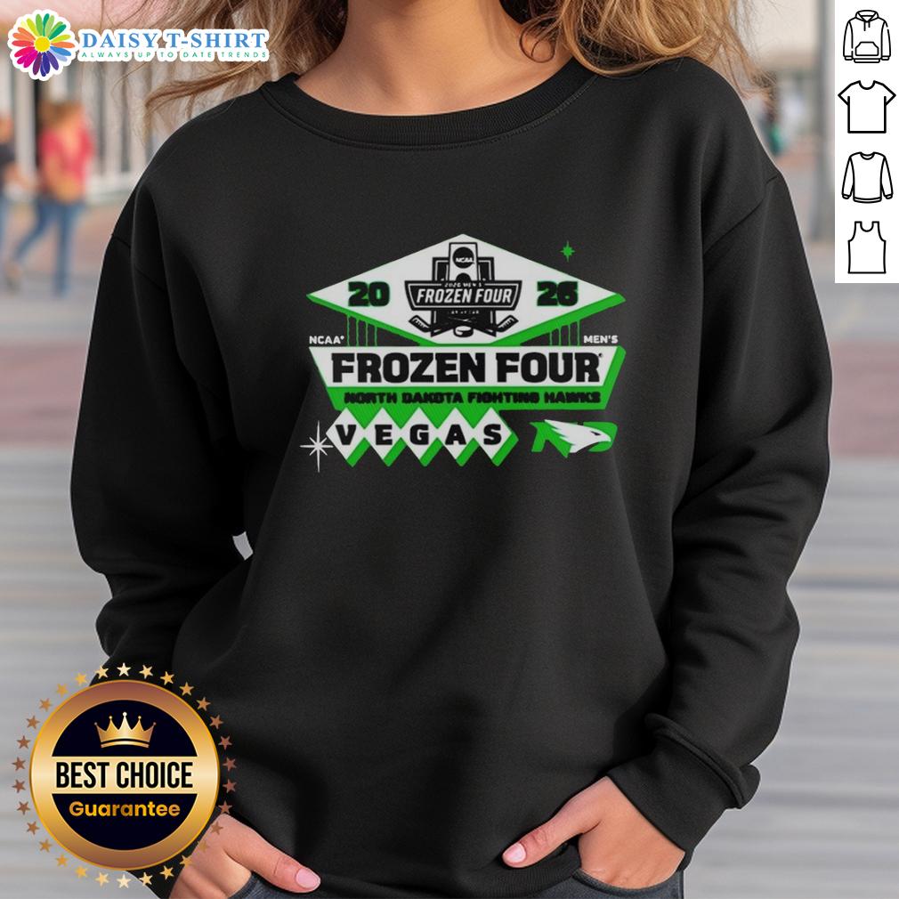 Top North Dakota Fighting Hawks Men's Hockey 2026 NCAA Frozen Four Vegas Logo Sweatshirt 2026 NCAA Frozen Four logo sweatshirt for North Dakota Fighting Hawks men's hockey, featuring vibrant team colors.