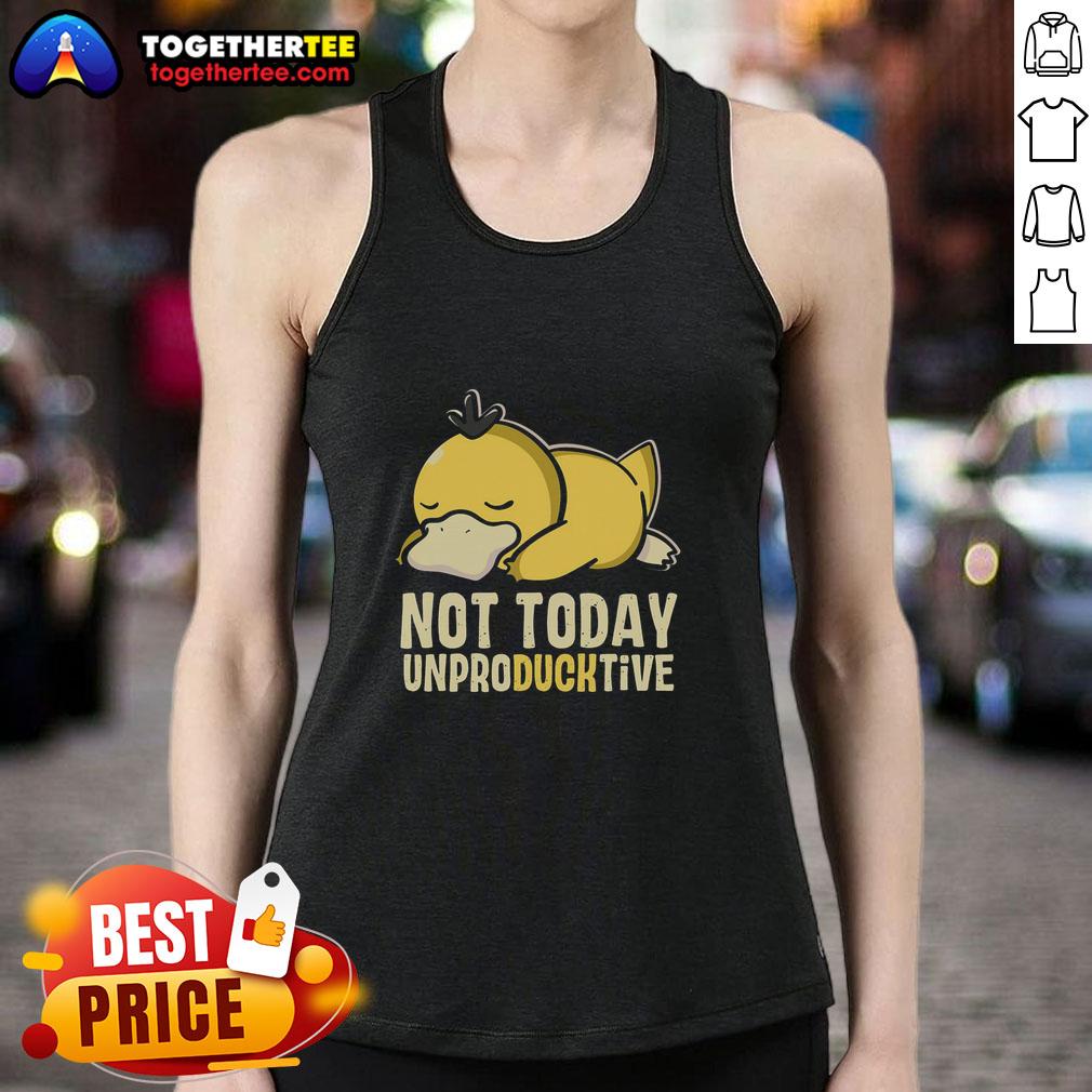 Top Not Today Unproducktive Pokemon Psyduck Tank Top Stylish Psyduck tank top featuring 'Top Not Today Unproductive' design, perfect for Pokmon fans and casual wear.