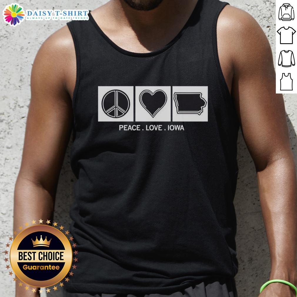 Top Peace Love Iowa Tank Top Top Peace Love Iowa Tank Top featuring a vibrant design, perfect for summer outings and showing Iowa pride.