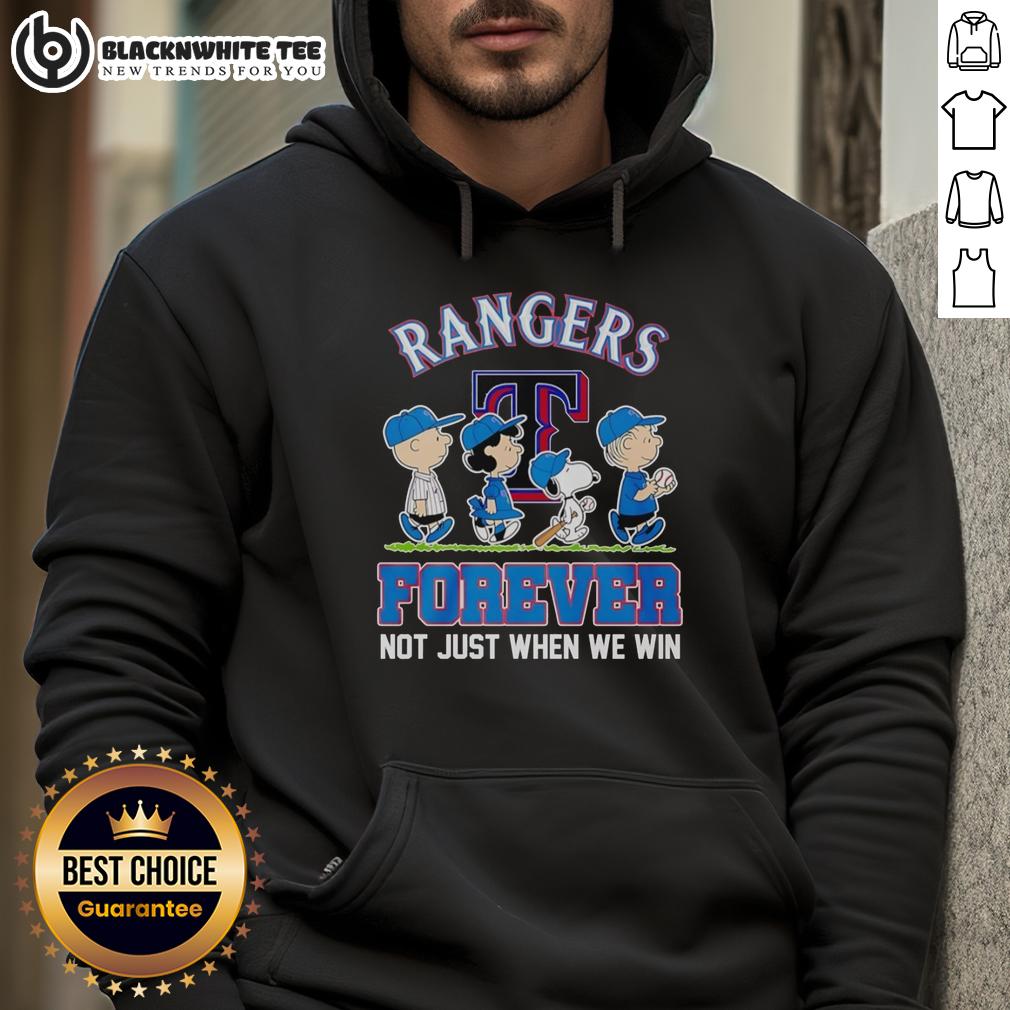 Top Peanuts Characters X Texas Rangers Mlb Forever Not Just When We Win Hoodie Top Peanuts characters with Texas Rangers MLB hoodie, featuring 'Forever, Not Just When We Win' slogan for fans.
