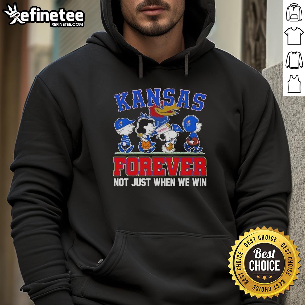 top-peanuts-x-kansas-jayhawks-forever-fan-not-just-when-we-win-cartoon-characters-hoodie Alt Text: Top Peanuts x Kansas Jayhawks hoodie featuring cartoon characters, perfect for fans who support the team always.