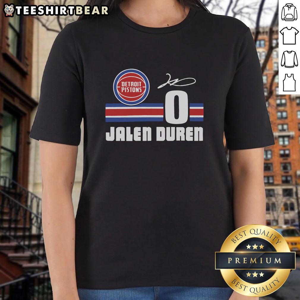 top-pistons-jalen-duren-signature-jersey-ladies-tee Jalen Duren signature jersey ladies tee featuring Detroit Pistons logo, perfect for female basketball fans.
