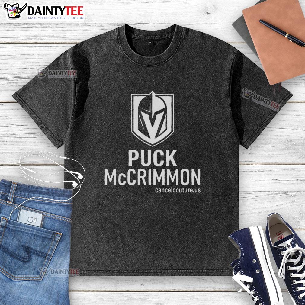 top-puck-mccrimmon-vegas-golden-knights-logo-washed-t-shirt Alt Text: Top Puck McCrimmon Vegas Golden Knights logo washed t-shirt featuring a vintage design and soft fabric.