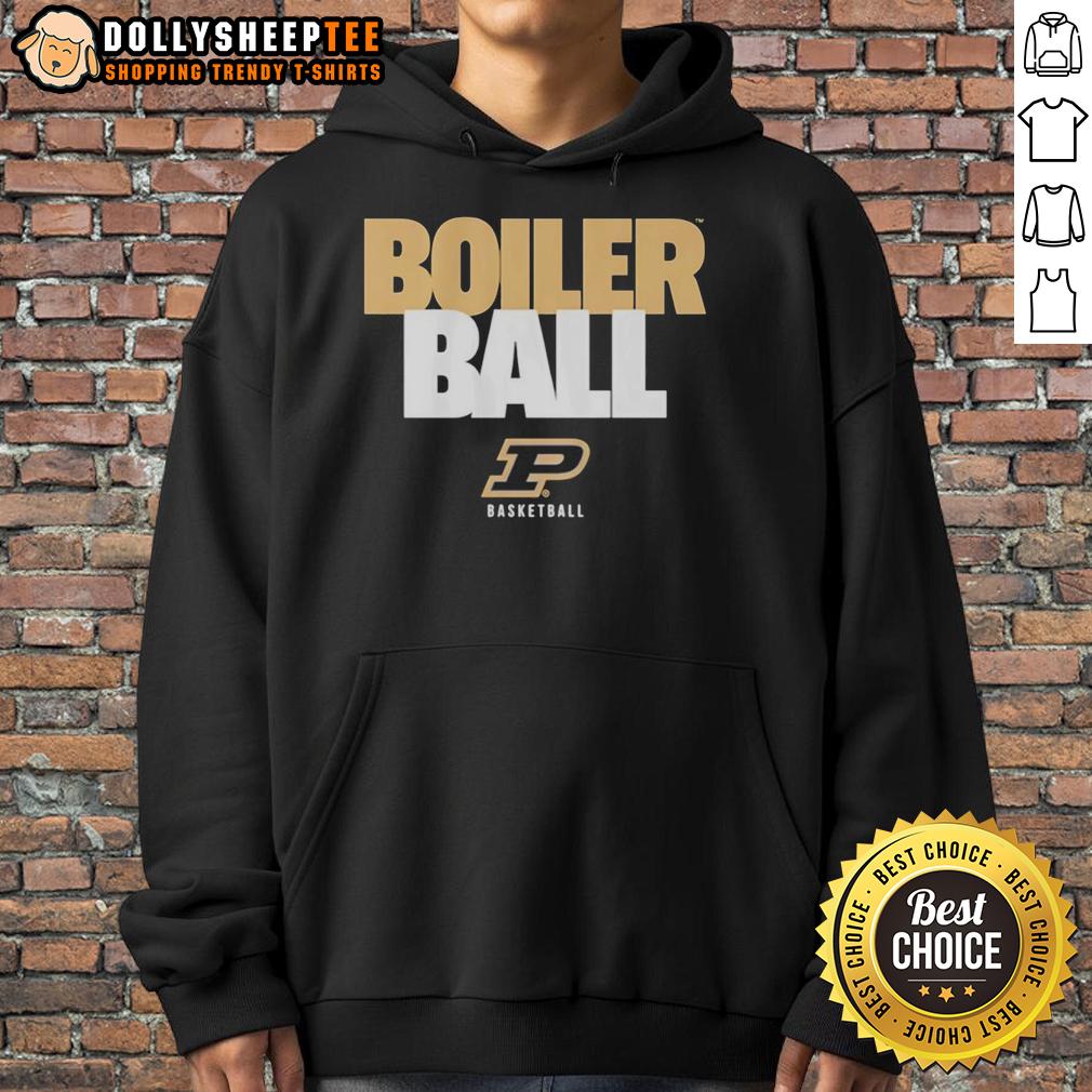 Top Purdue Boilermakers Ncaa Basketball Boiler Ball Text Stack Hoodie Top Purdue Boilermakers NCAA Basketball hoodie with 'Boiler Ball' text design, perfect for fans and game day apparel.