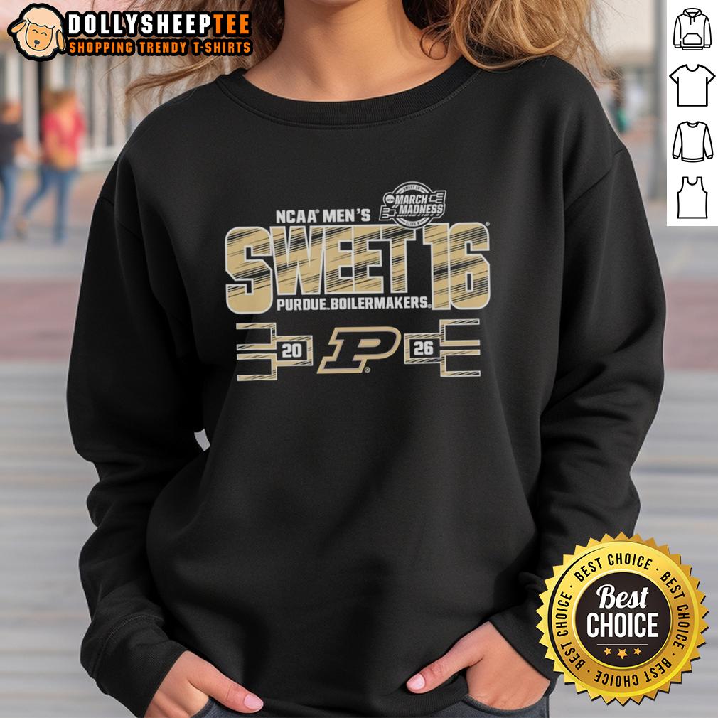 Top Purdue Boilermakers Sweet 16 2026 Men'S March Madness Sweatshirt Alt Text: Top Purdue Boilermakers Sweet 16 2026 Men's March Madness sweatshirt featuring team colors and logo.