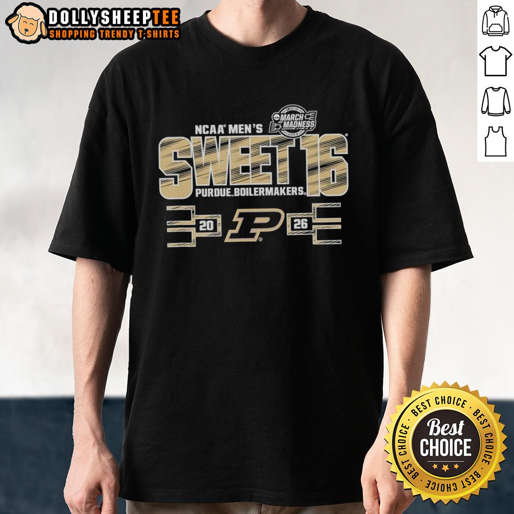 Top Purdue Boilermakers Sweet 16 2026 Men'S March Madness T Shirt Alt Text: Top Purdue Boilermakers Sweet 16 2026 Men's March Madness T-Shirt featuring team colors and logo design.