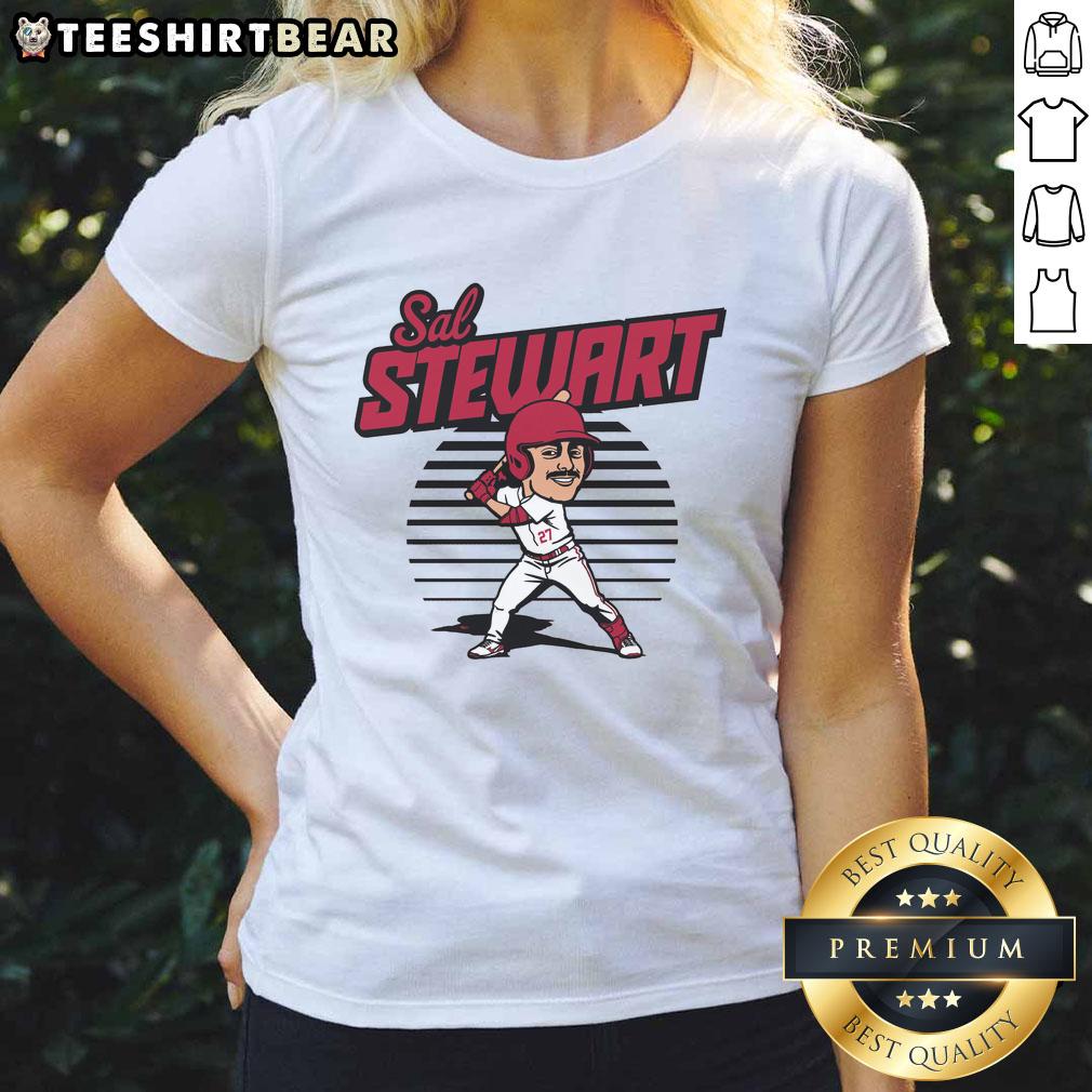 top-sal-stewart-caricature-toon-ladies-tee Top Sal Stewart caricature on a stylish ladies tee, perfect for fans of unique cartoon-inspired fashion.